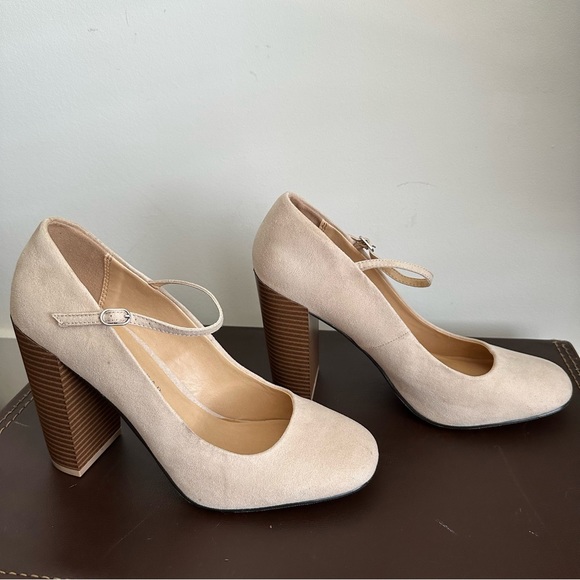 LC Lauren Conrad Suede Blush Block High Heel Pumps Round Toe Women’s - Picture 7 of 14